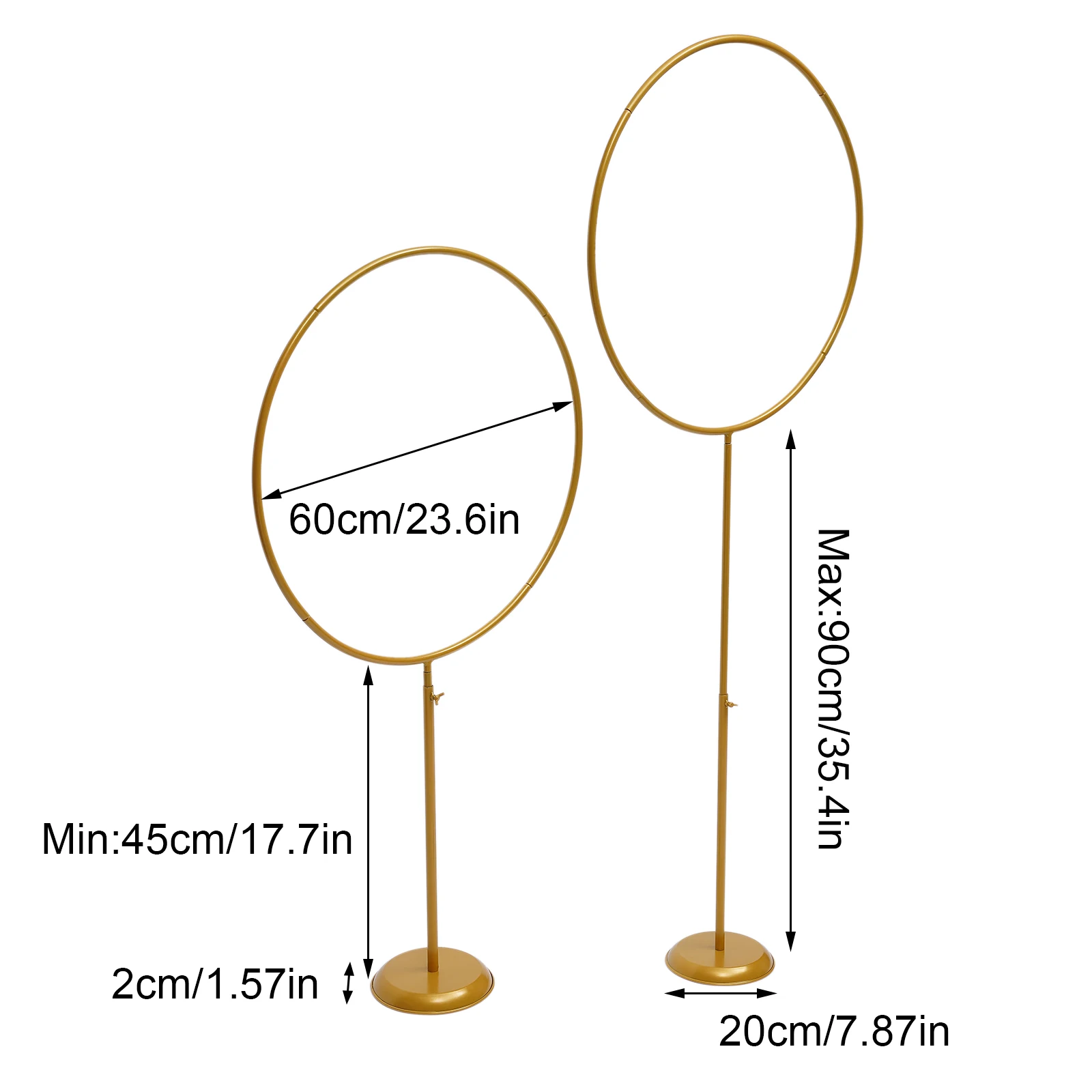 DIY Metal Wreath Ring 2pcs Gold Round Flower Arch Balloon Stand Wedding Party Decoration