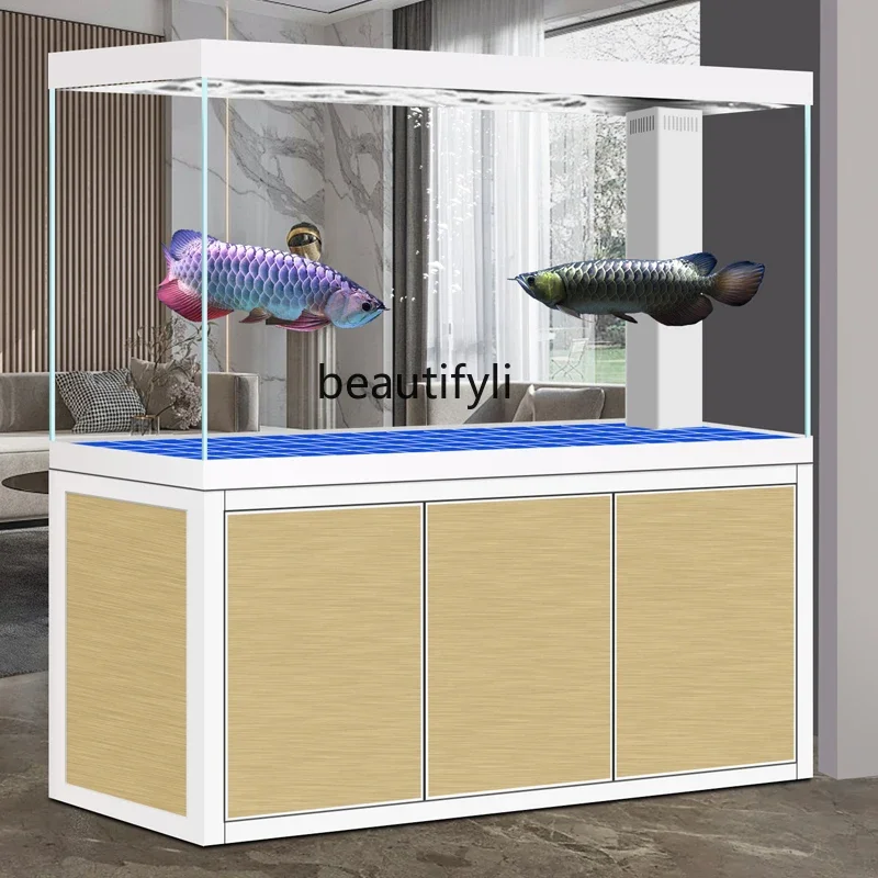 X188 مرشح سفلي لخزان الأسماك التنين، خزان أسماك زجاجي أبيض للغاية، غرفة معيشة كبيرة، حوض سمك بيئي خالي من الماء