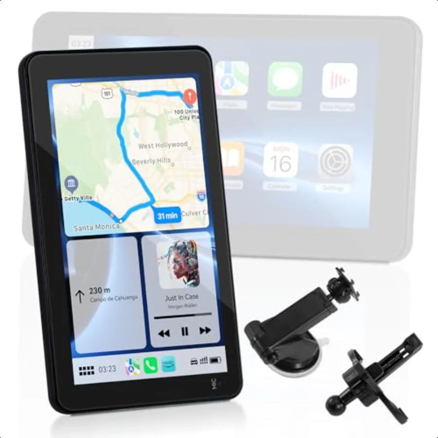 

Carplay Screen for Car 7 Inch Portable Touch Screen Car Stereo with Wirel Carplay Android Auto Landscape Portrait Screen GPS Na
