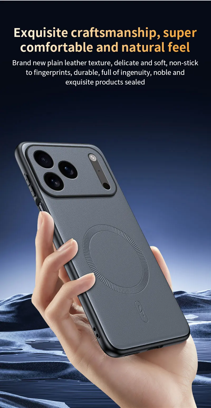 Für iPhone 18 Pro Max Hülle Magnetische Leder-Schutzhülle für iPhone 18 Pro Anti-Fingerabdruck Rutschfeste PC+TPU 17 Pro Max – Detail 14
