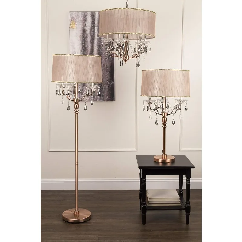 OK-5126F OK-5126f مصباح أرضي كريستالي مستوحى من قرن الوعل الغزلان، 18 بوصة × 18 بوصة × 62 بوصة