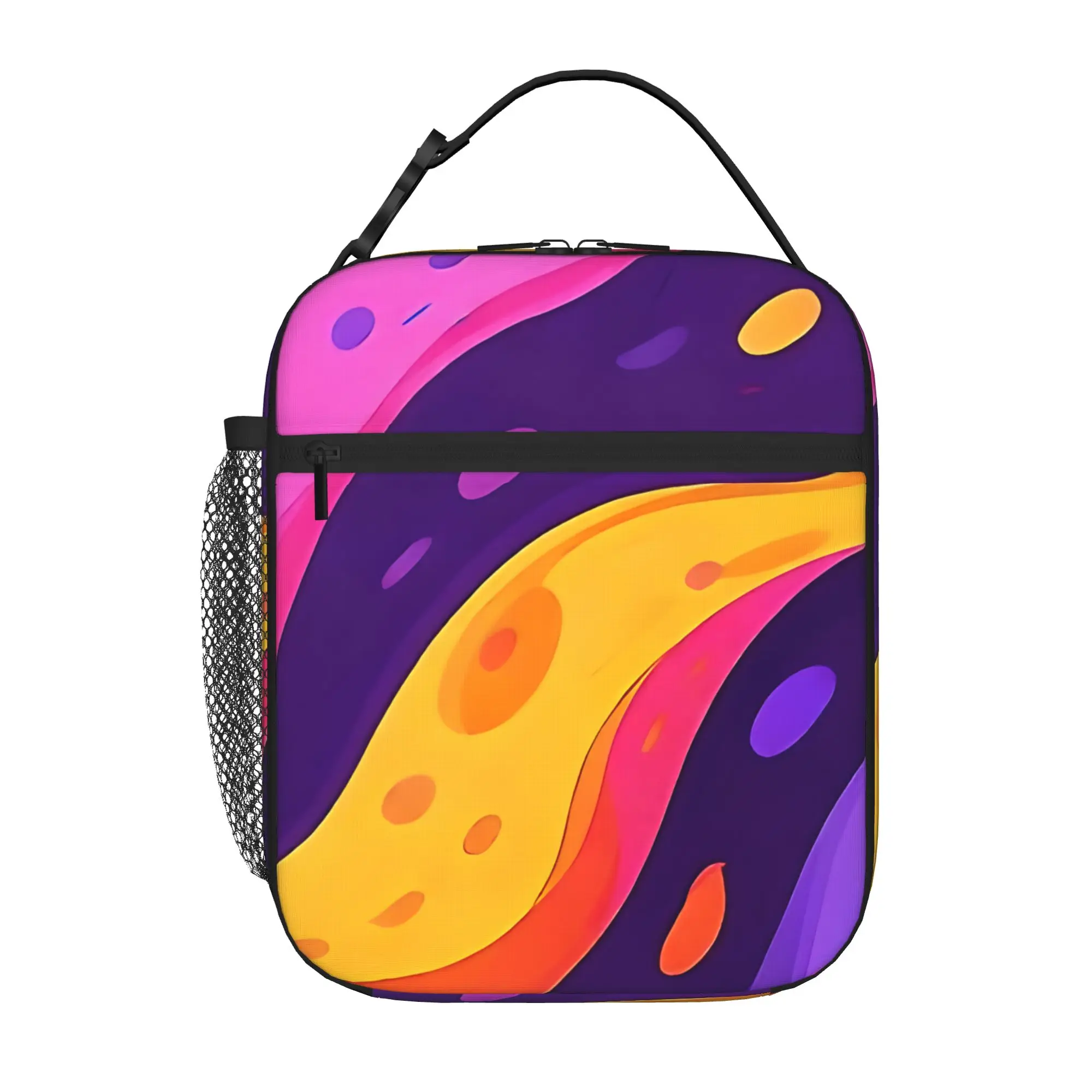 Insulated Lunch Bag Vibrant Abstract Liquid Pattern Fluid Shapes Ice Pack Rice Bag bolsa Student Bento Lunch Handbag Insulation