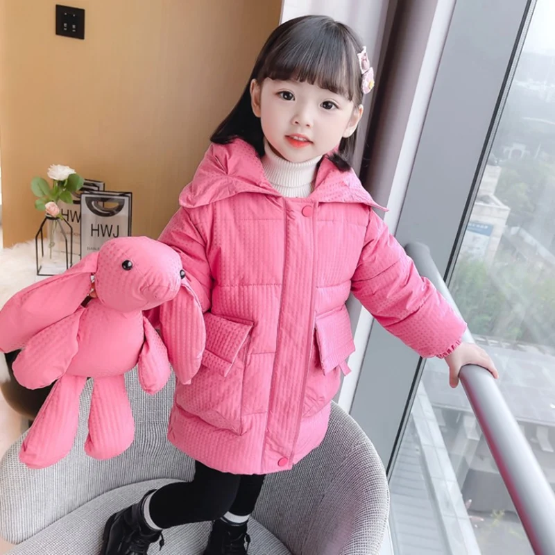 

Girls Coat Jacket Cotton Outwear Overcoat 2022 Casual Warm Thicken Plus Velvet Winter Breathable Children's Clothing