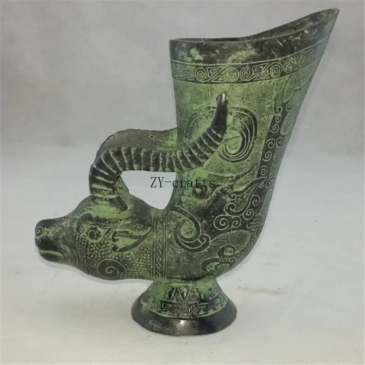 China Collectible Decorated Handwork Bronze Carved Sheep Cup Statue