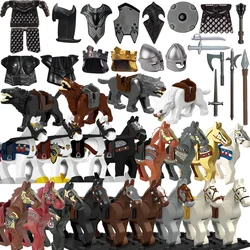 Medieval Soldier Figures Building Block War horse Jungle Adventure Beast War wolf Military Waffen Helmet  Armor Sets Blocks Toys