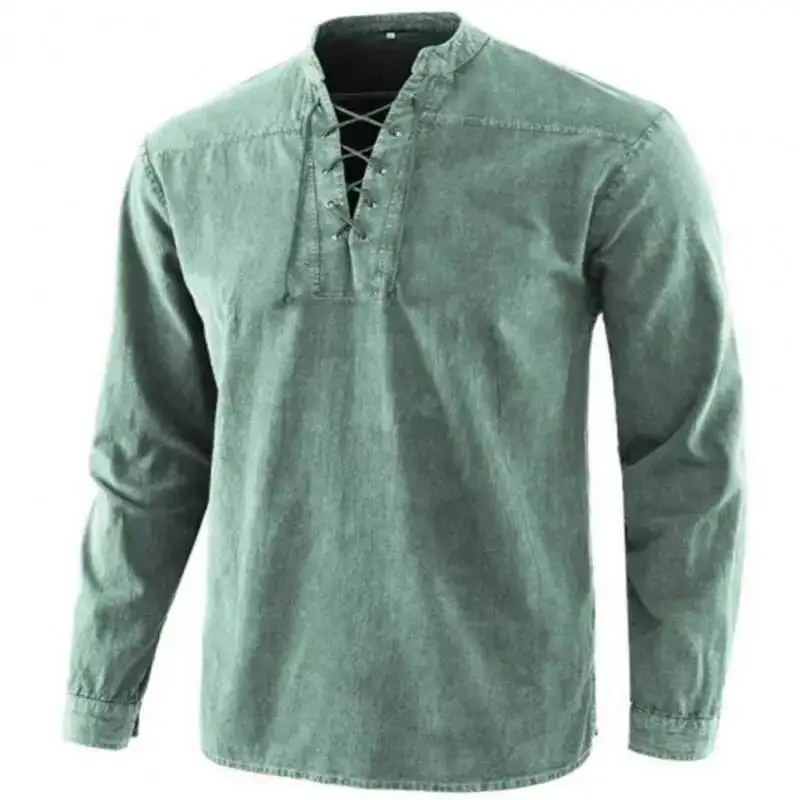 Men Knight Medieval Tunic Vintage Lace Up Renaissance Roman Shirts Halloween Costume Adult Viking Pirate Cosplay For Dating