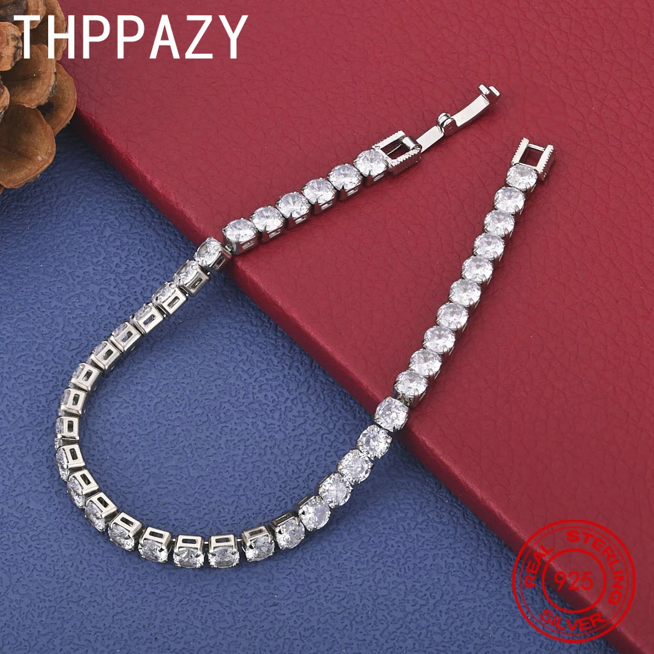 

THPPAZY 925 Sterling Silver Classic Luxury Zircon Bracelet Fashion Luxury Jewelry For Men Women Party Engagement Wedding Gift