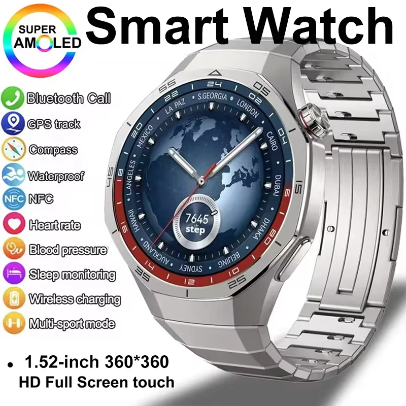 

2025 New Smart Watch Men 360*360 HD Screen 24h Blood Pressure Monitoring Men Women NFC GPS Outdoor Sports Smartwatch Waterproof
