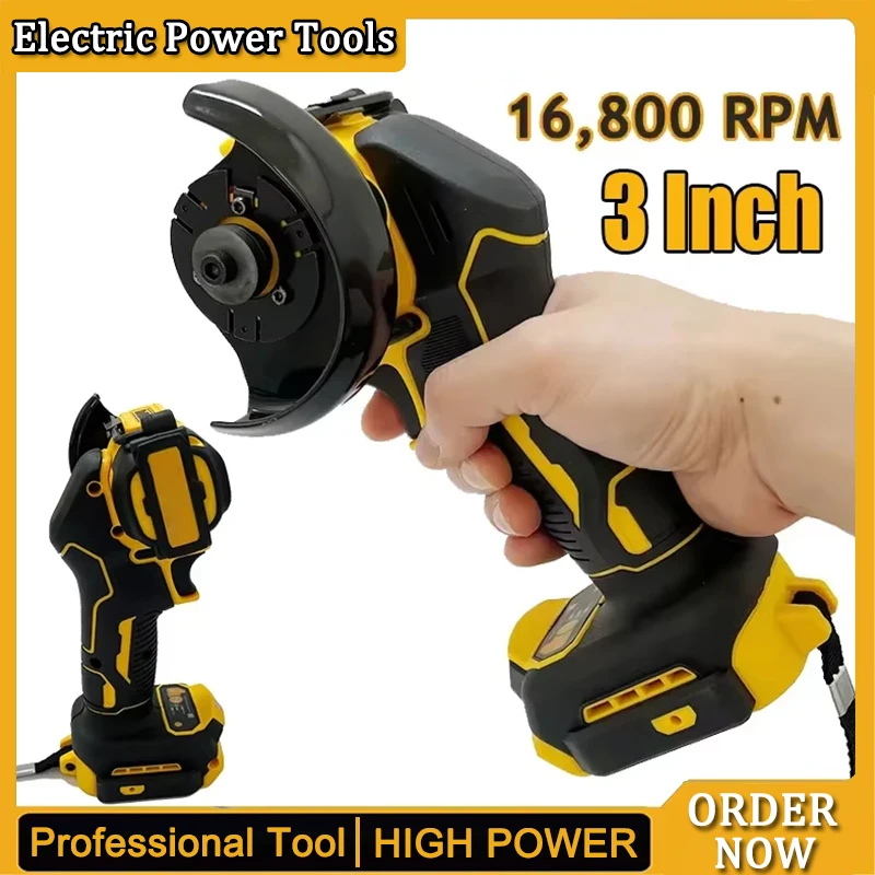 

3Inch Mini Angle Grinder Cordless Grinding Polishing Machine Electric Diamond Cutting Grinder Power Tools for DEWALT 18VBattery