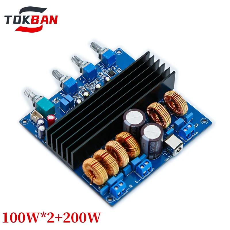 TOBAN TDA7498E 100w * 2 + 200w Amplificador digital de 2.1 canais Amplificador estéreo HIFI com ajuste de agudos e graves para home theater