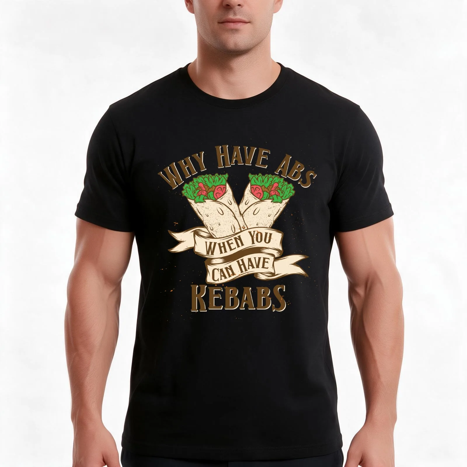 Why Have Abs When You Can Have Kebabs T-Shirt Summer Casual Cotton Tee Oversized Streetwear Tops Vintage Graphic Print