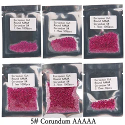 Ruby Red Corundum Small Size 1.0~3.75mm Round Brilliant Cut Synthetic Corundum 5# Red Loose Stones For Jewelry DIY Making