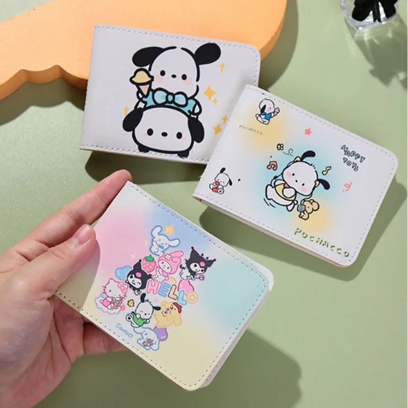 Kawaii Sanrio Hellokittys Cinnamoroll Kuromi Pochacco Card Case Cartoon Anime Driver's License Protection Case Pu Portable Gift