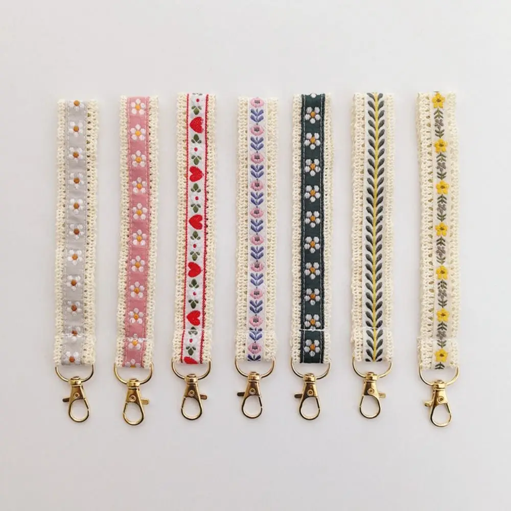 Vielseitiges Anti-Verlust-Spitzen-Handgelenkband, buntes Tuch, Ethno-Stil, Lanyard, exquisiter Schmuckstück-Anhänger, Handykette für Mädchen