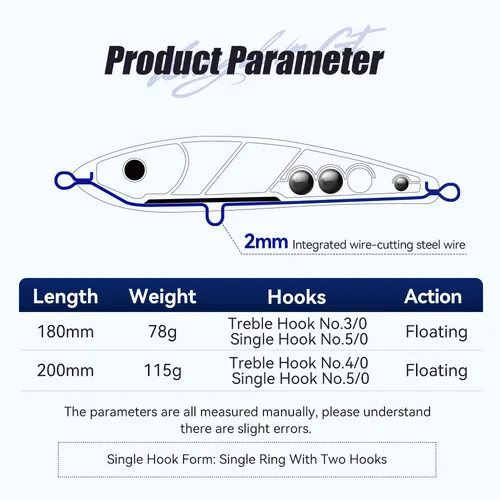 Imagen 2 del producto Señuelos tipo lápiz flotante YOOFISH GT 180mm 200mm 78g 115g señuelo de pesca de superficie cebos duros artificiales GT Señuelos de pesca de mar de agua salada