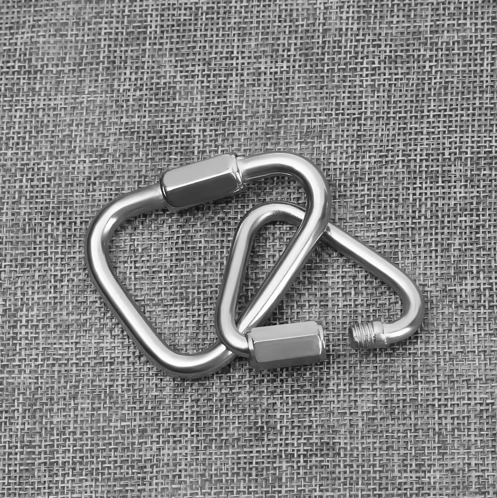 304 Edelstahl Oval-Dreieck-Karabinerhaken Schnellverbindungsseilverbinder für Anhänger, Schaukelhängematten, Kabel und Camping – Detail 10