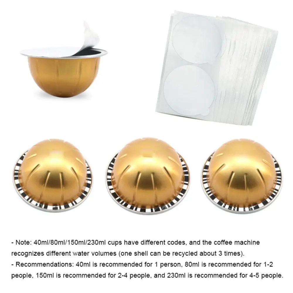 40/80/150/230ml Reusable Portable Sealed Tin Foil Cup Refillable Coffee Capsule Pod For Nespresso Vertuoline For Vertuo Next - Detail 1