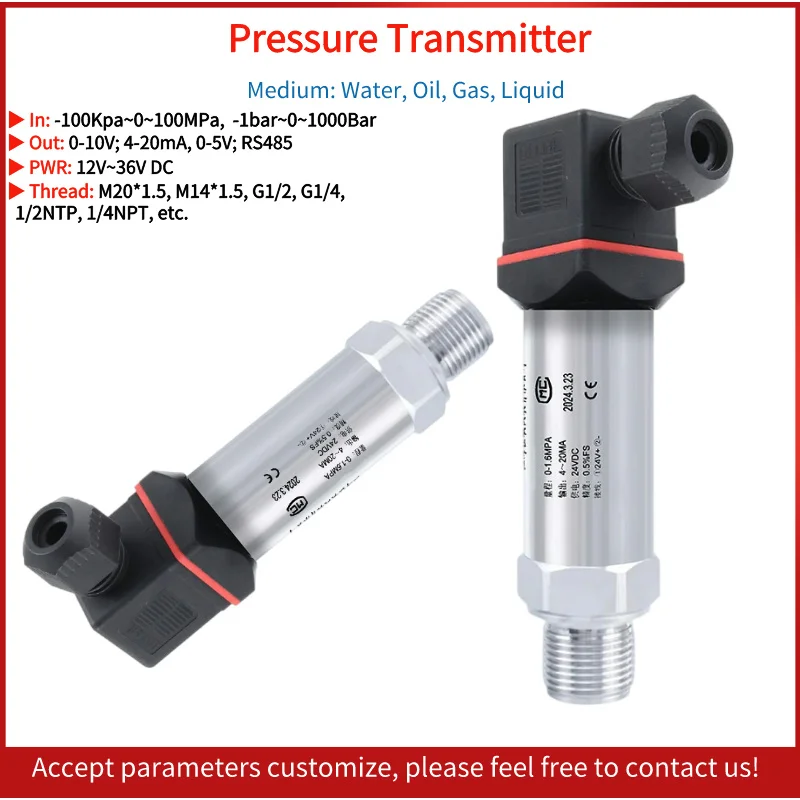 

Pressure Transmitter Water Oil Gas Pressure Sensor 0-10V DC24V G1/4 NPT1/4 Negative Vacuum Gauge Pressure Transducer