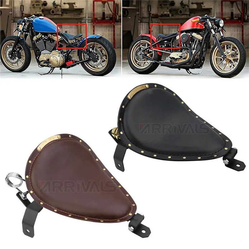 Motorcycle Retro Brown/Black Solo Seat +3