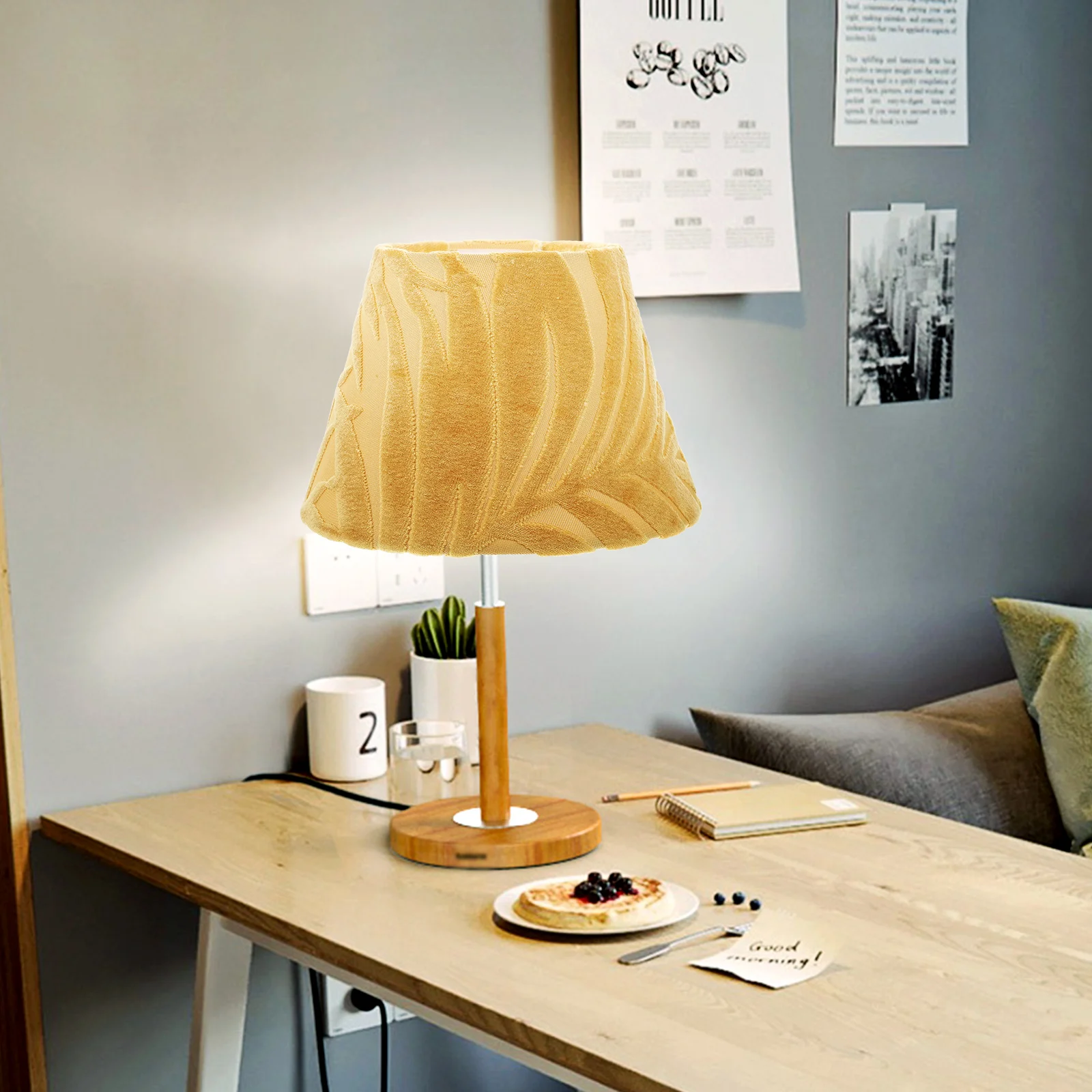 

Wool Fabric Lampshade Study Light Bulb Rustic Accessories Premium Materials Linen Metal