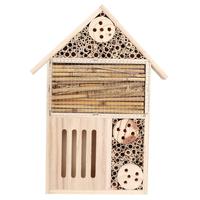 Wooden Bee House - Insect Shelter Hotel for Garden Decoration, Bug Nest Box for Bees & Beneficial Insects