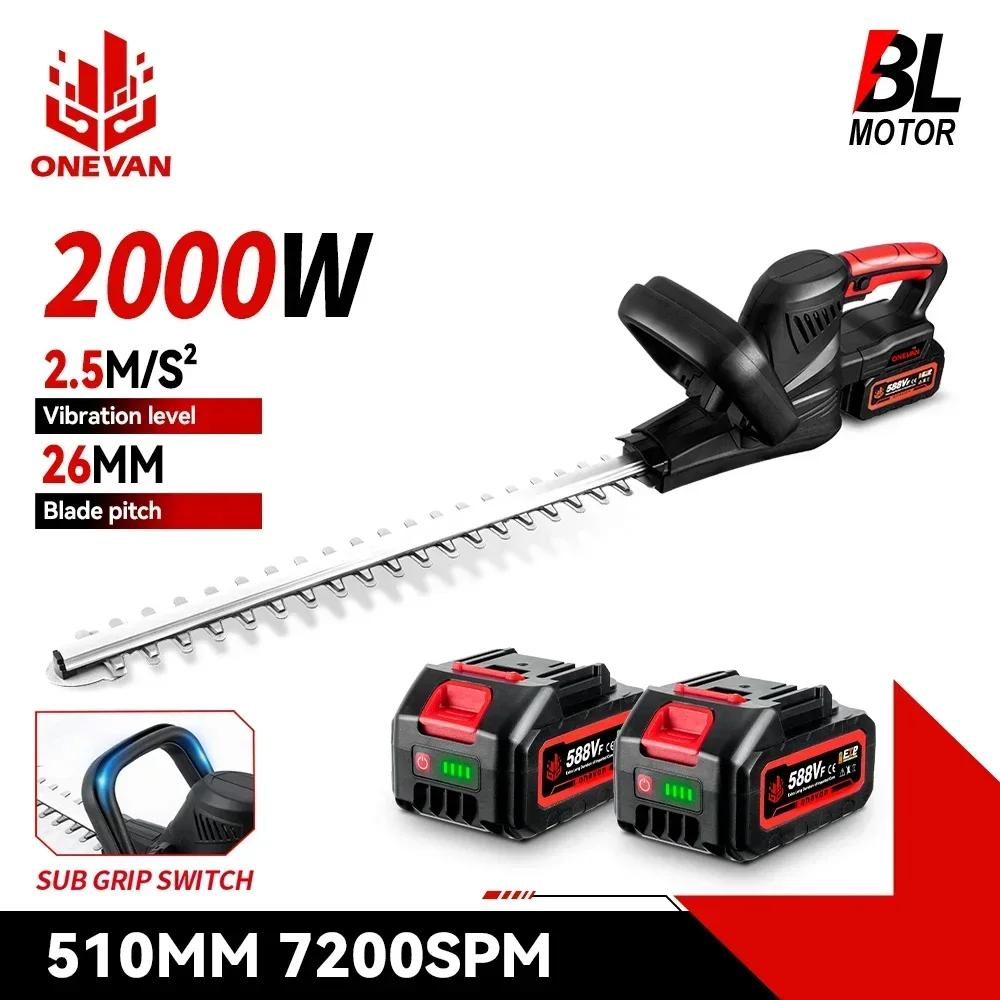 OENVAN 2000W 무선 브러시리스 전기 헤지 트리머 잔디 깎는 기계 정원 도구 잔디 Pruner 트리머 21V 18V 배터리