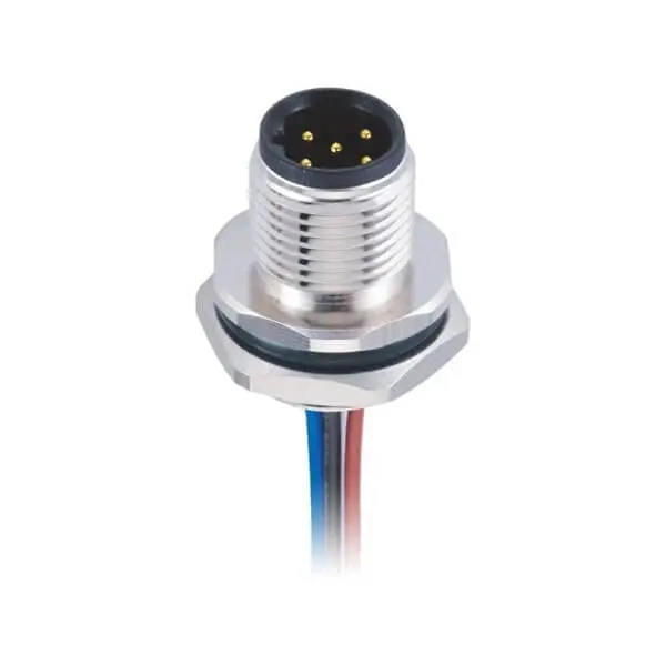 M12 5Pin B-Coding Male Panel Rear Mounting Connector With 50CM AWG22 Wires