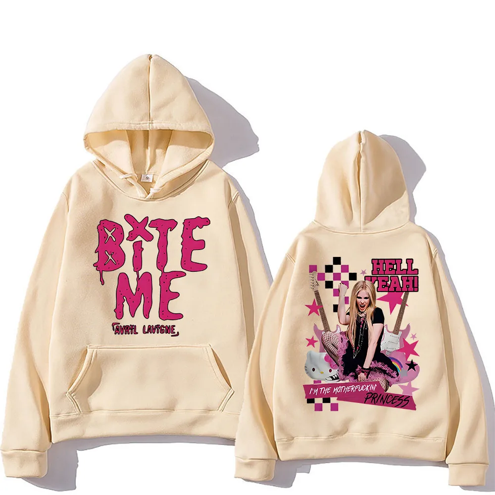 Avril Lavigne سويت شيرت مريح بقلنسوة Funko Pop Hip Hop مع ملابس صوف بقلنسوة سوداديراس كون كابوتشا بلوفرات عتيقة