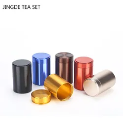 1Pc Mini Metal Tea Caddy Travel Tea Boxes Sealed Storage Tank Small Portable Container Jar Sugar Coffee Caddy Organizer