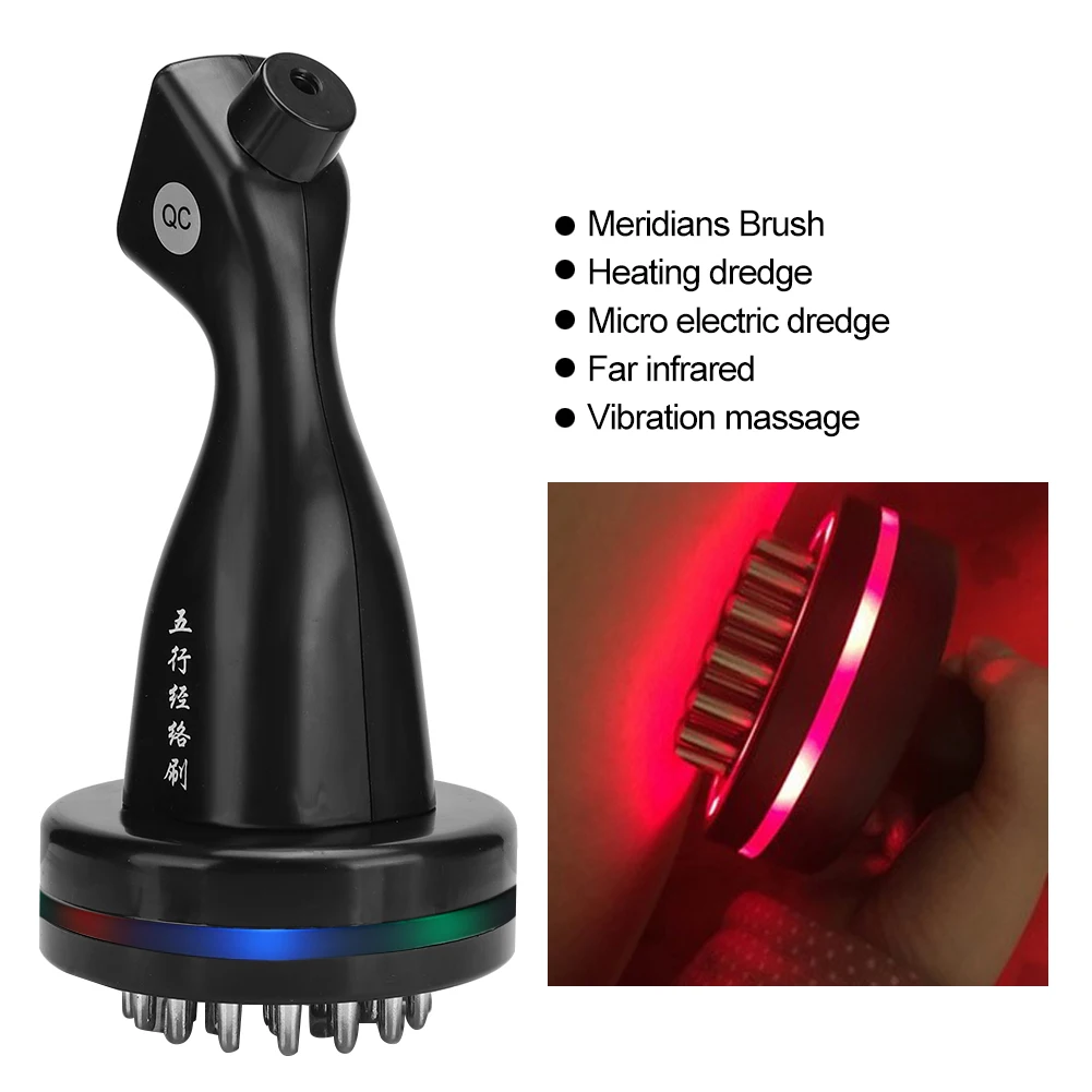 Electric Far Infrared Meridian Massage Brush Vibration Heating Scraping Machine Acupressure Microcurrent Body Massager 100-240V