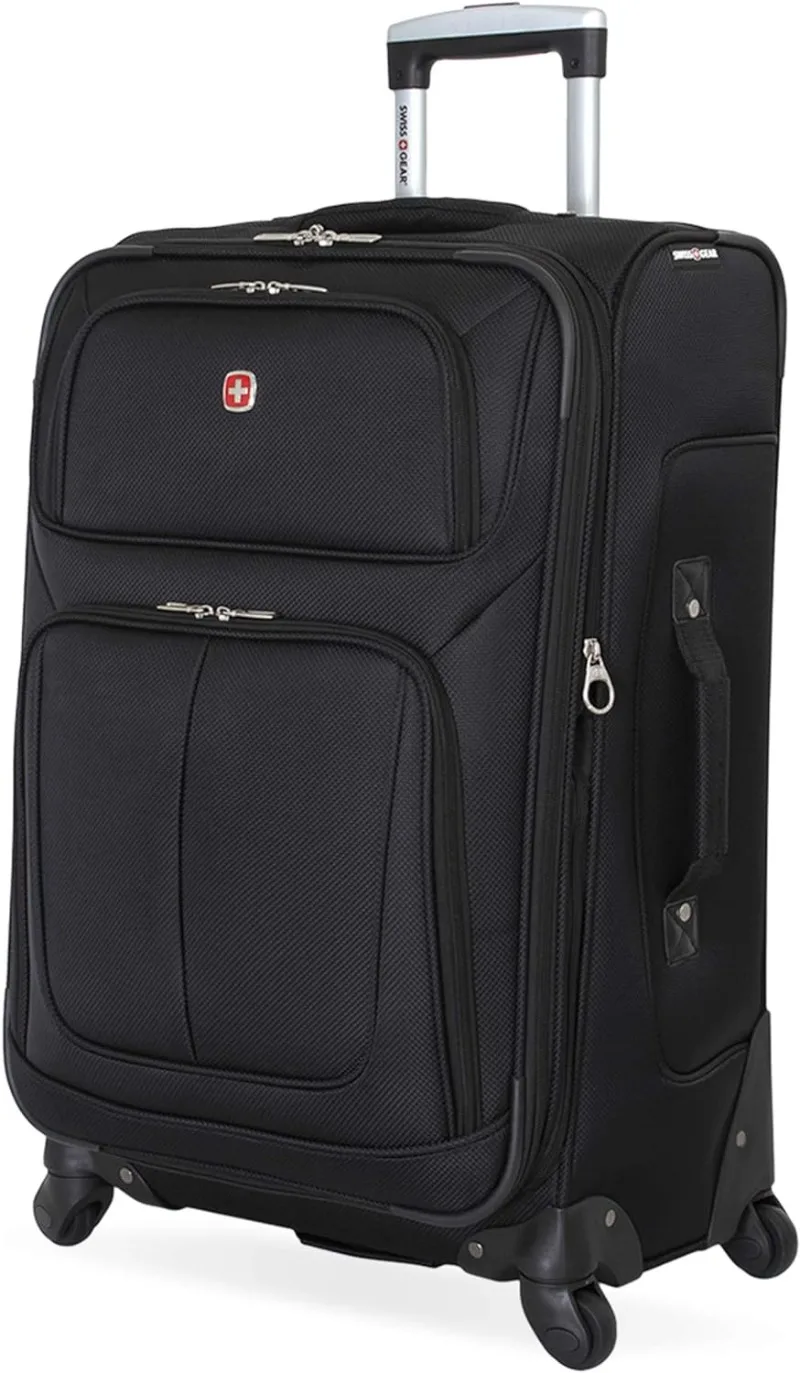 Softside Expandable Roller Luggage, Black, Checked-Medium 25-Inch