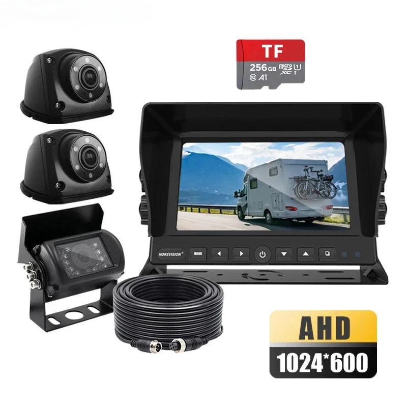 Full Hd Dvr 7inch Reverse 3 Cameras Backup Car Vehicle Security System Kit and Led Display Rearview with Sd Card for Van