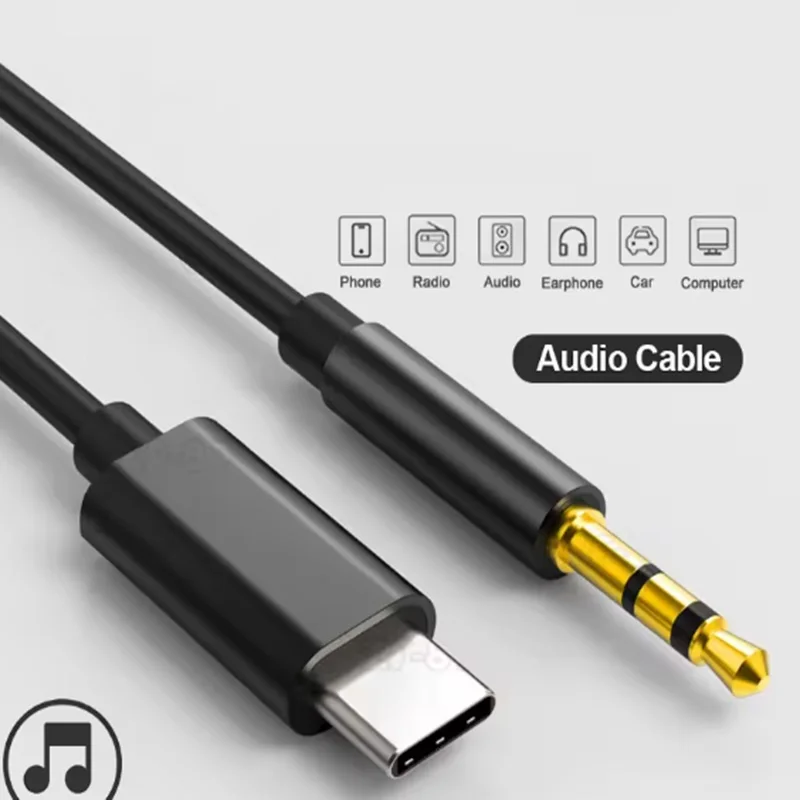  USB C To 3.5mm Aux Audio Cable Type C to 3.5mm Headphone Jack Audio Adapter Cord for Samsung S25 Note 20 S26 Ultra Tab S7