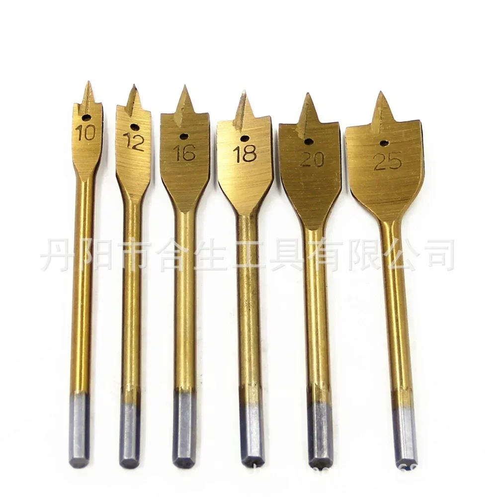 Special 6-piece set hexagonal handle hanging bag titanium-plated flat drill set hole opener 10-25mm woodworking