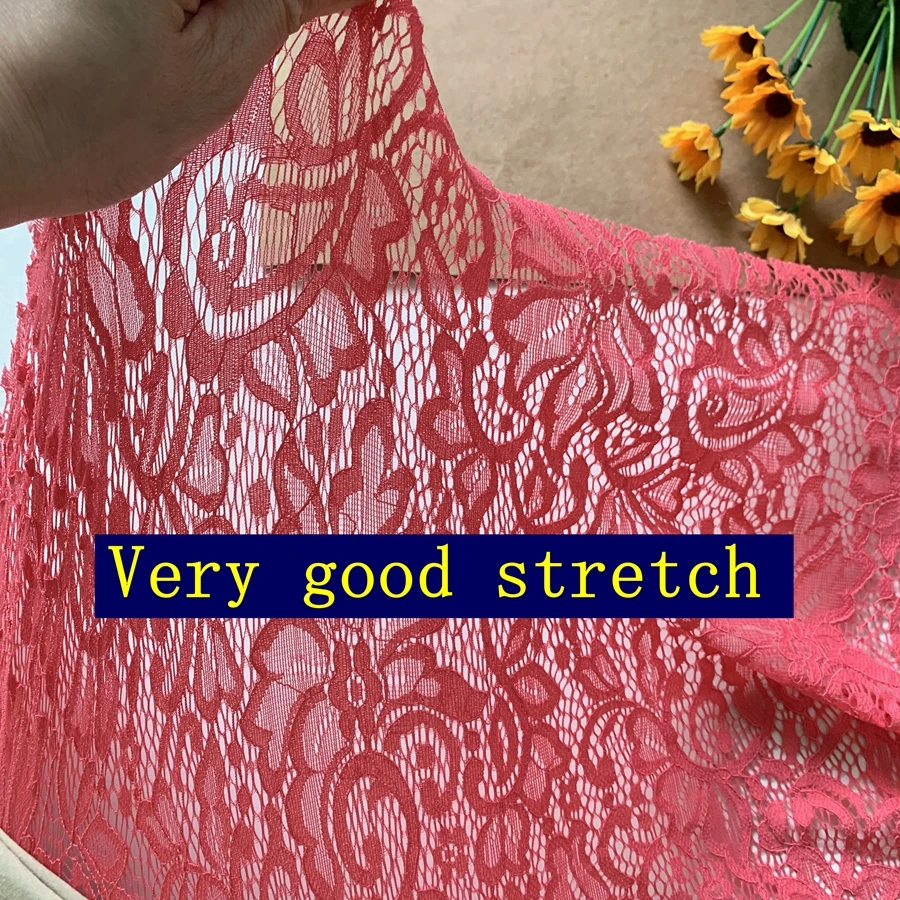 Stretch Nylon Lace 1 Yard 12 Colors Royal blue Wine red Green Navy blue Pink Spandex Lace Fabric Dress Cloth Material Continuous