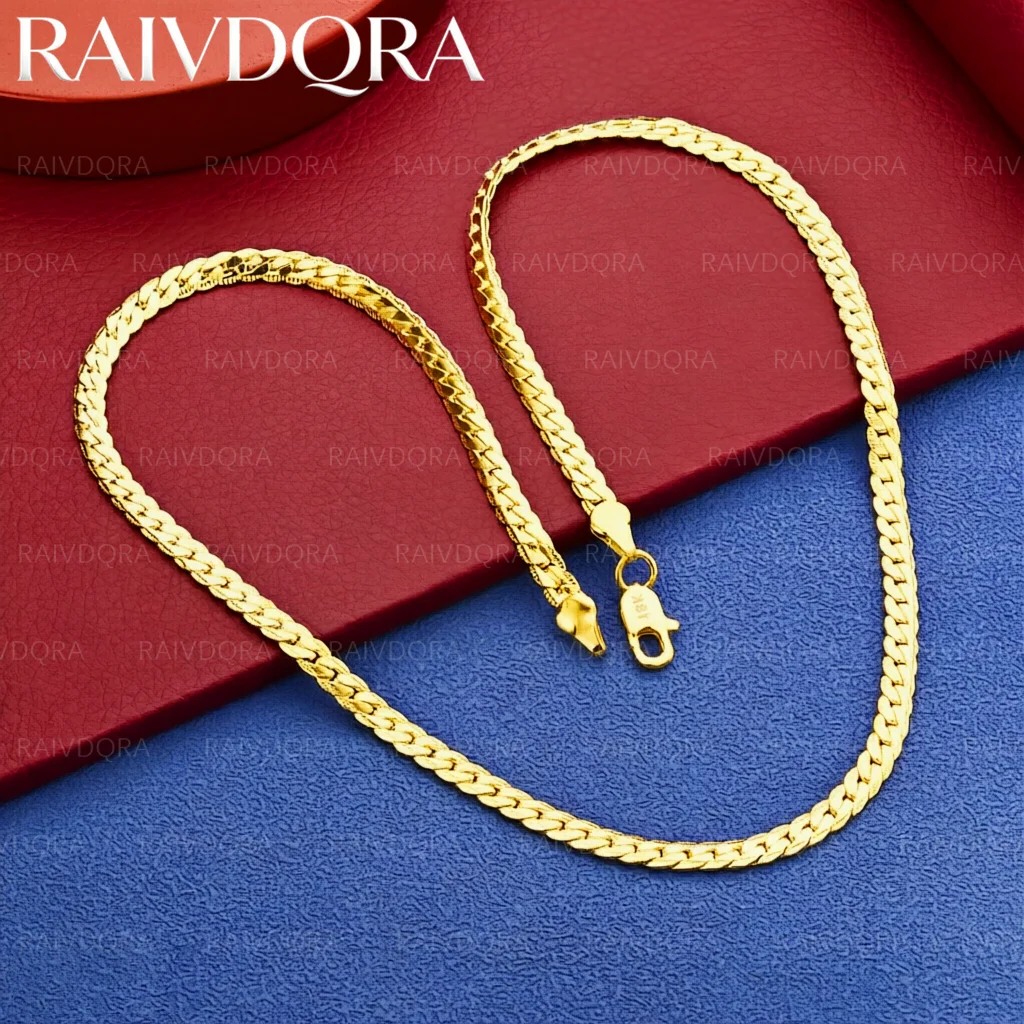 18K Gold Plated 40-60cm Chain Necklace For Men and Women Fashion Jewelry Simple Classic Noble Grace Party Accessories