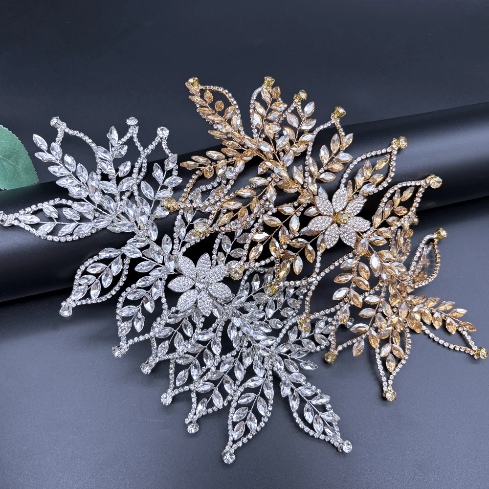 DZ301 Trendy Strass Matrimonio Cristallo Capelli da sposa Gioielli per capelli da festa Fasce barocche Champagne Prom Diadema Copricapo