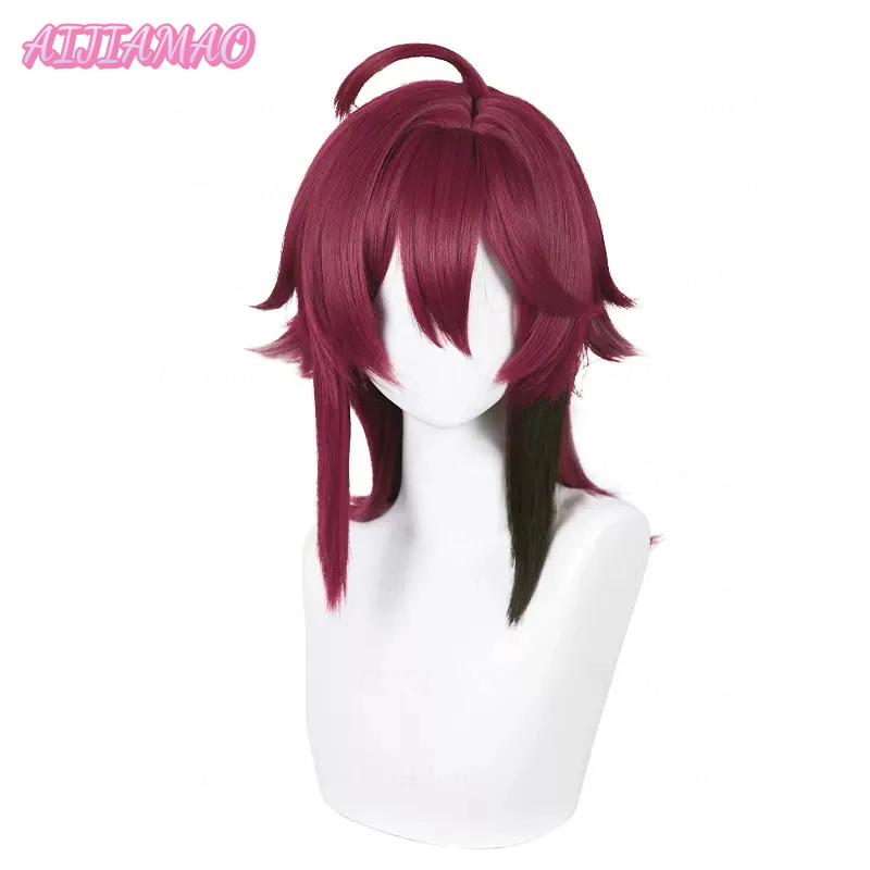 Impact Shikanoin Heizou Cosplay Wig 55cm Dark Red Wig Cosplay Anime Cosplay Wigs Heat Resistant Synthetic Wigs Halloween