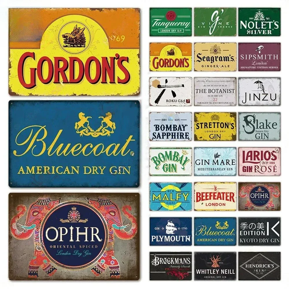 Classic Gin Decor Vintage Metal Signs Decorative Wall Plaque Billboard Tin Sign Decor for Bar Pub Club Poster Art Plate Signa