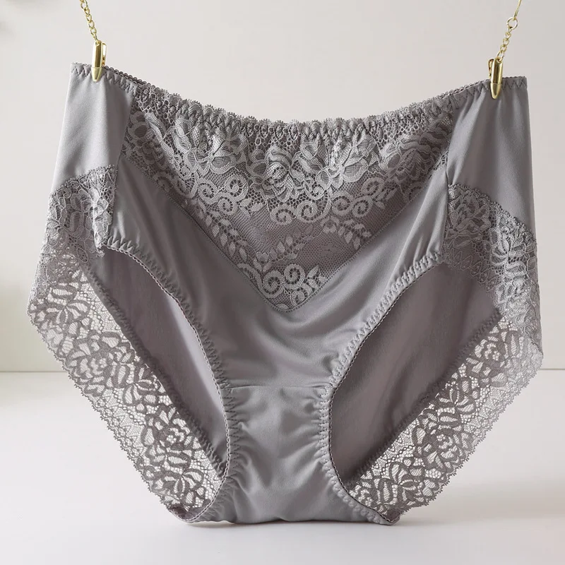 Plus Size Women Panties Soft Daily High Waist Underpants 55-105kg Knickers Ultrathin Breathable Ice Silk Briefs Underwear A30