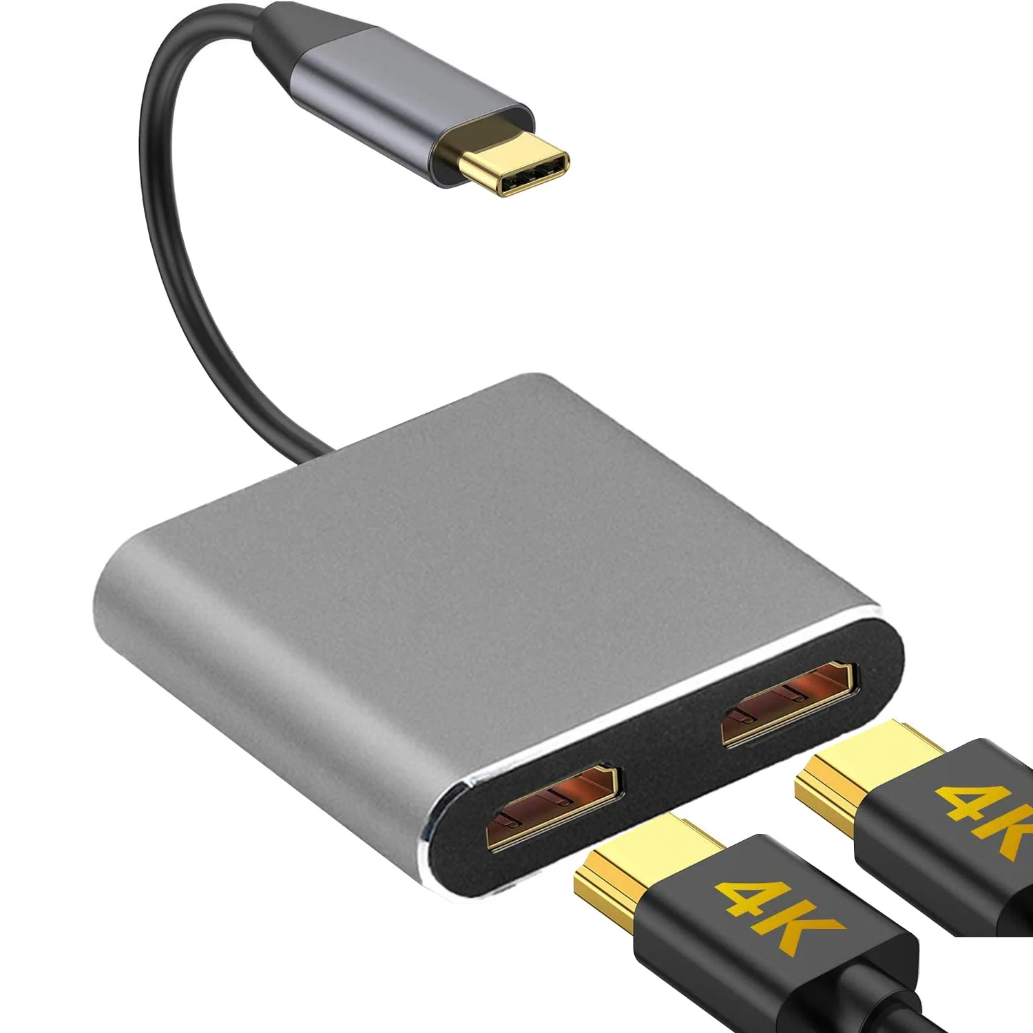 듀얼 스크린 확장 디스플레이 USB C 허브 컨버터, 맥북용 C타입 허브 도킹 스테이션, HDMI * 2, 4K, USB3.0, PD 고속 충전