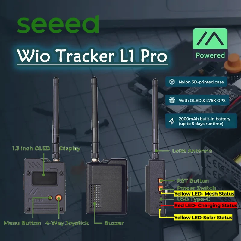 

Seeed Wio Tracker L1 Pro Meshtastic Node LoRa Wio-SX1262 NRF52840 L76K GPS,Wireless, Low-power, 862-930MHz 868MHz 915MHz