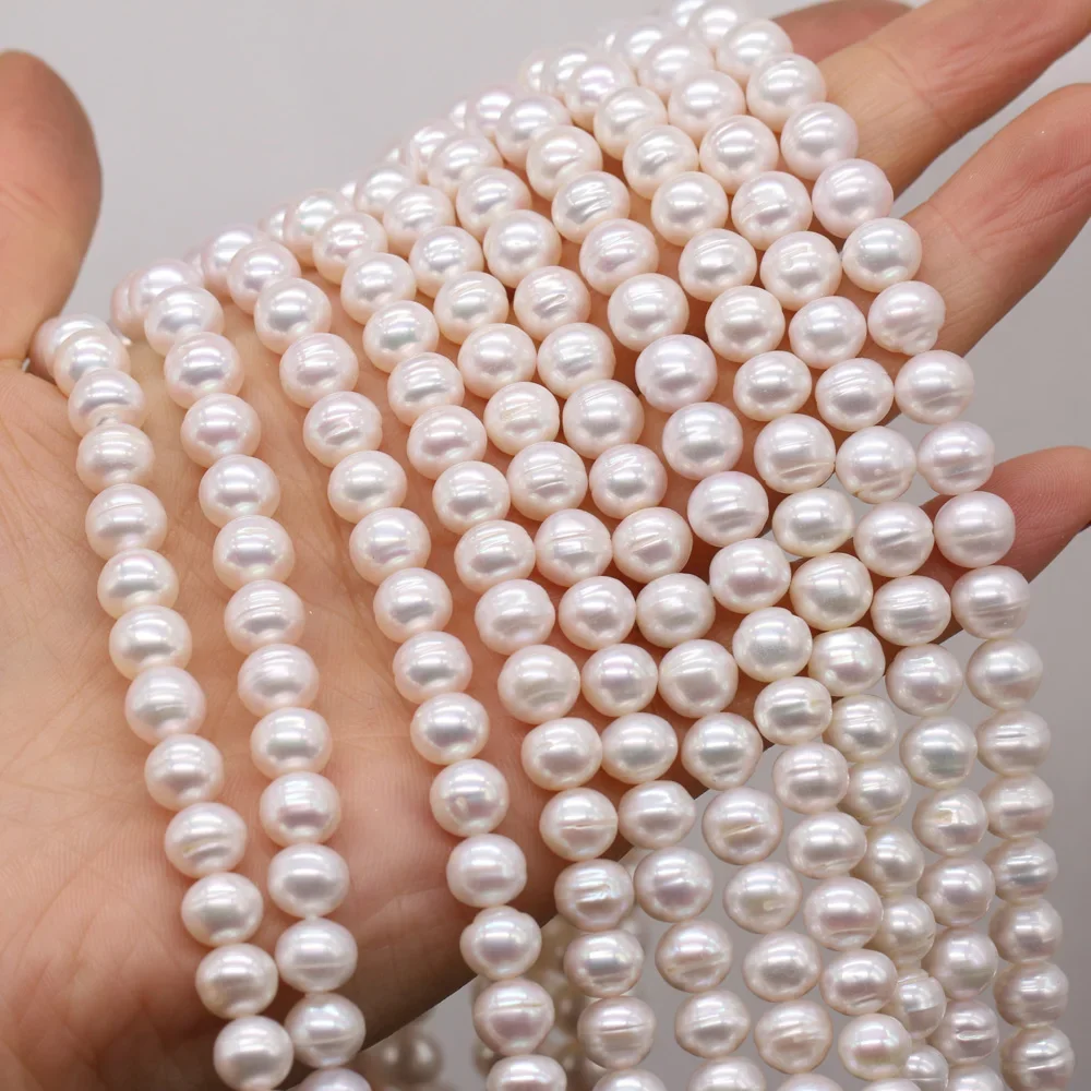 8-9mm AAA Natural Freshwater Pearls Beads Round Pearls Beading for DIY Charms Bracelet Necklace Jewelry Making Strand Supplies
