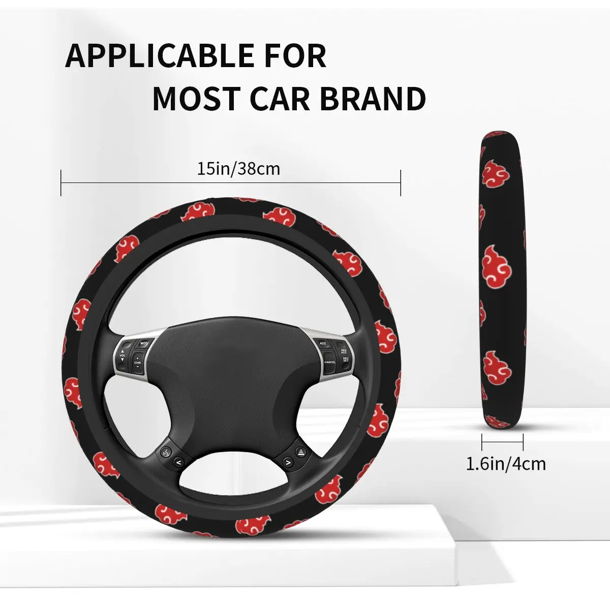 38cm Akatsuki Neji Konoha Car Steering Wheel Cover Anime Braid On The Steering Wheel Cover Auto Elastische Automobile Accessory