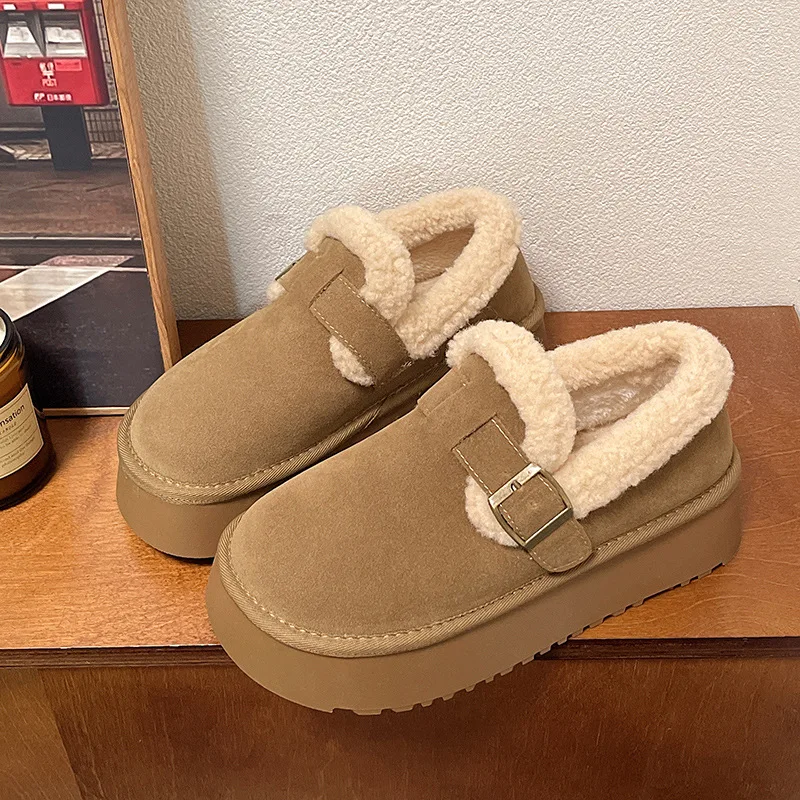 

Thick Sole Snow Boots for Women Comfy Warm Fleece Lining Ankle Boots Woman Anti Slip Platform Cotton Shoes Botas Mujer Invierno