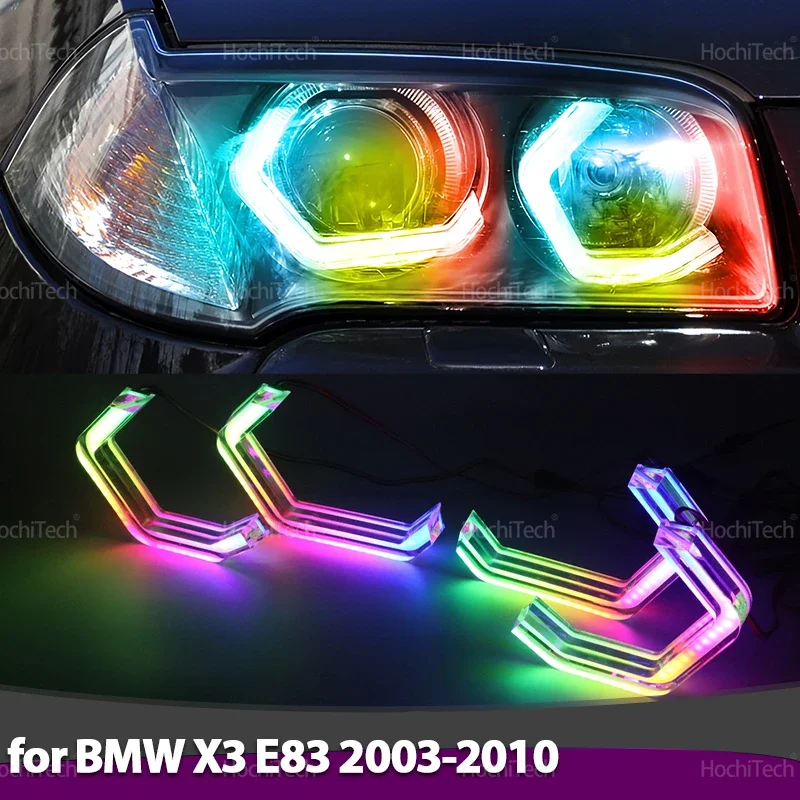 

For BMW X3 E83 2003-2010 Dynamic M4 Style RGB Light Rings App control DRL LED Angel Eyes Kit with turn signal
