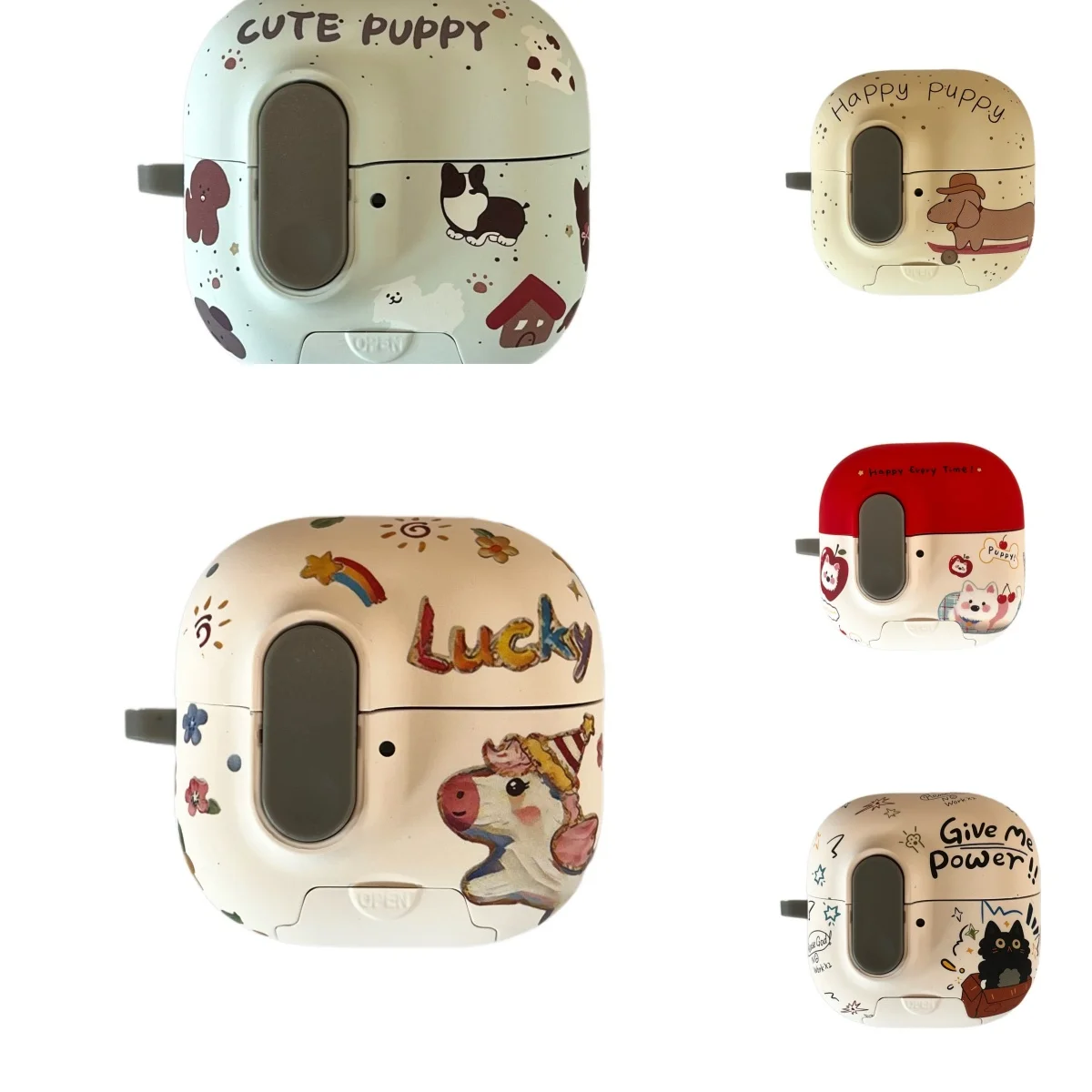 For Huawei FreeClip 2 Case Cute Cartoon Printed Water Transfer Protective Cover Soft Silicone Anti-fall Earphone Shell With Hook
