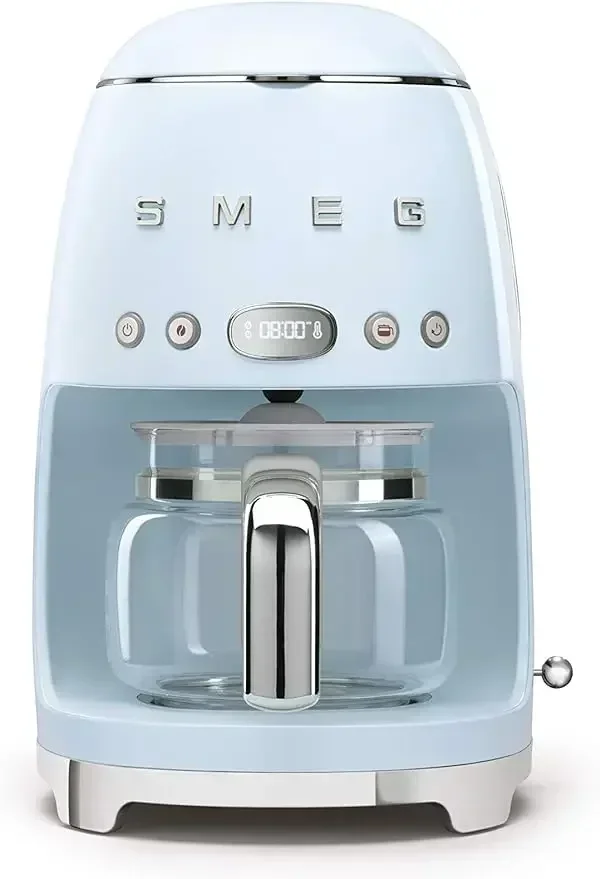 Retro Style Aesthetic Drip Filter Coffee Machine, Pastel Blue, 10 Cups