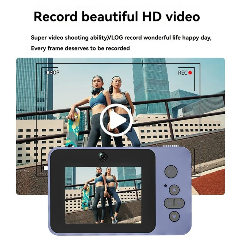 AEE6-2.4IN Retro CCD Digital Camera 8X Zoom Video Shooting Vlog Camera Supports MP3 Music Playback Full/Semi Mirror Design