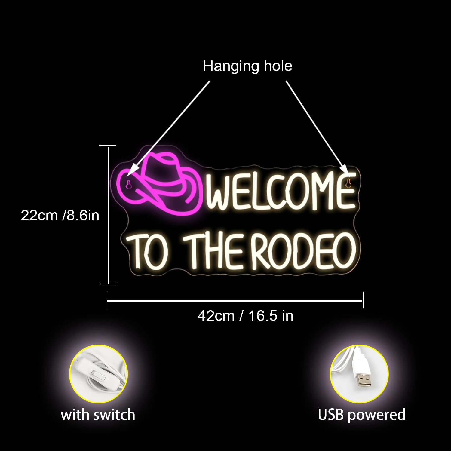 Welcome To The Rodeo Neon Led Sign Room Decoration West Cowboy Art Glowing Logo For Game Room Bar Club Party Dimmable Lamp USB